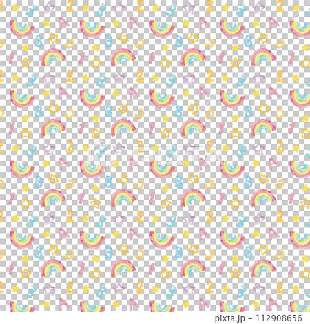 Hand-painted watercolor illustration material rainbow and text textile Hand-painted watercolor illustration material rainbow and text textile 112908656