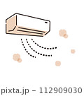 温風を出すエアコンのイラスト 112909030
