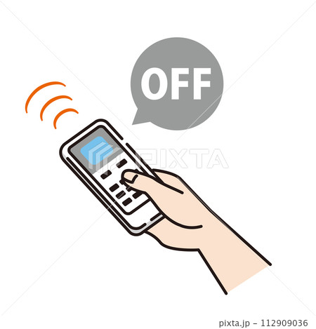 エアコンのリモコンを使う手のイラスト 112909036