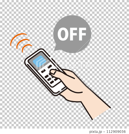 エアコンのリモコンを使う手のイラスト 112909036