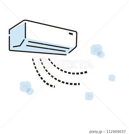 冷風を出すエアコンのイラスト 112909037