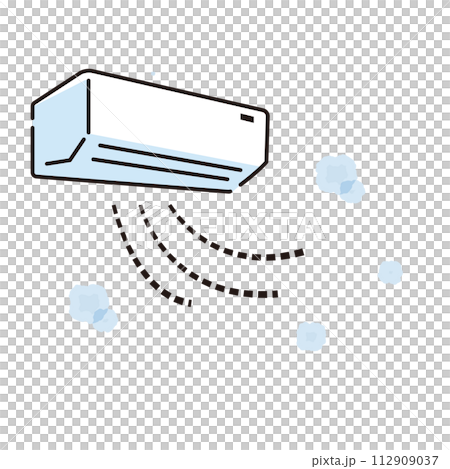 冷風を出すエアコンのイラスト 112909037