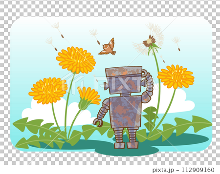 garden robot and dandelion 112909160