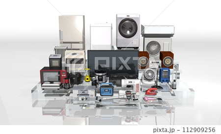 家電 電化製品 電気製品 多数 複数 展示風(3DCGイメージ)ワイドサイズ 家電 電化製品 電気製品 多数 複数 展示風(3DCGイメージ)ワイドサイズ 112909256