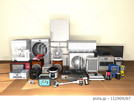 部屋 家電 電化製品 電気製品 多数 複数 新生活 生活空間(3DCGイメージ 