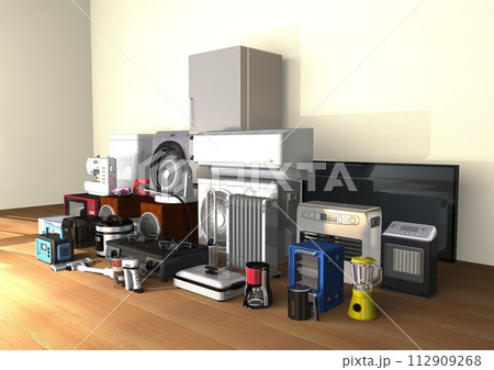 部屋 家電 電化製品 電気製品 多数 複数 新生活 生活空間(3DCGイメージ 