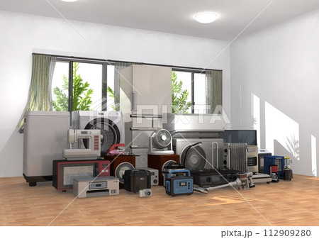 部屋 家電 電化製品 電気製品 多数 複数 新生活 生活空間(3DCGイメージ) 部屋 家電 電化製品 電気製品 多数 複数 新生活 生活空間(3DCGイメージ) 112909280