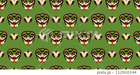 楽しそうな蛇のパターン　背景素材 112910144