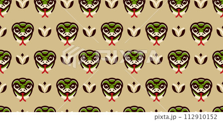 楽しそうな蛇のパターン　背景素材 112910152