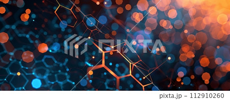 Abstract background with hexagons and glowing lights 112910260