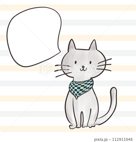 猫_吹き出し_市松模様_ストライプ_スカーフ_08_4 112911048