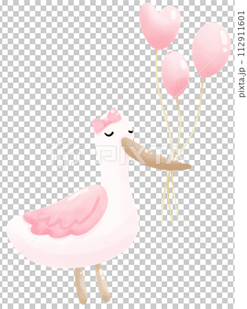 Stork with balloons 112911601