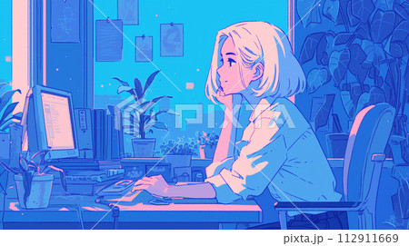 部屋でくつろぐ女の子 AI 部屋でくつろぐ女の子 AI 112911669