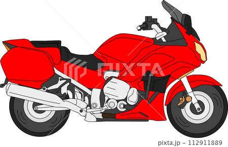 赤色のカッコいい大型バイクのイラスト 112911889