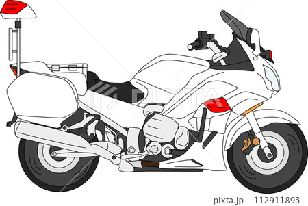カッコいい白バイのイラスト素材 112911893
