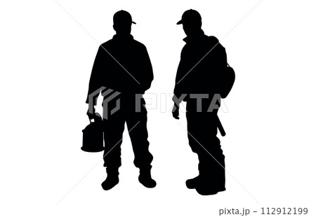 Fireman and plumber silhouette, plumber wearing uniforms silhouette bundle Fireman and plumber silhouette, plumber wearing uniforms silhouette bundle 112912199