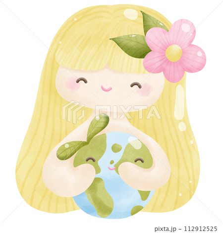 Girl hugs planet Earth Girl hugs planet Earth 112912525