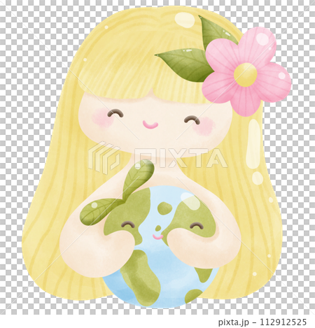 Girl hugs planet Earth Girl hugs planet Earth 112912525