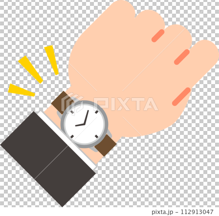 Left hand of a businessman wearing a wristwatch 112913047