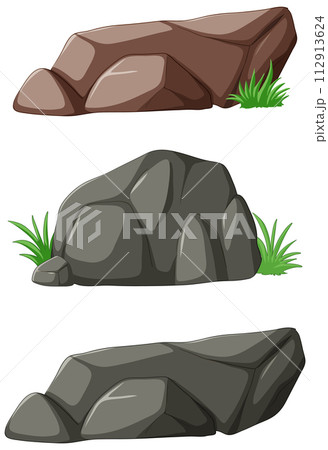 Assorted Vector Rocks with Foliage 112913624