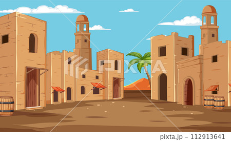 Desert Town at High Noon 112913641