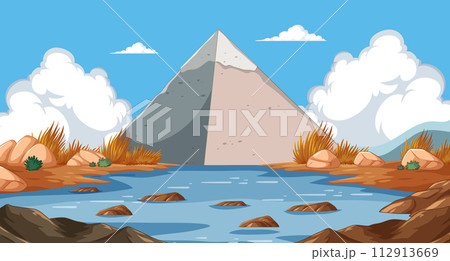 Serene Mountain Landscape with River 112913669