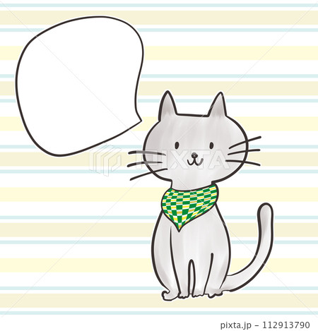 猫_吹き出し_市松模様_ストライプ_スカーフ_09_8 112913790