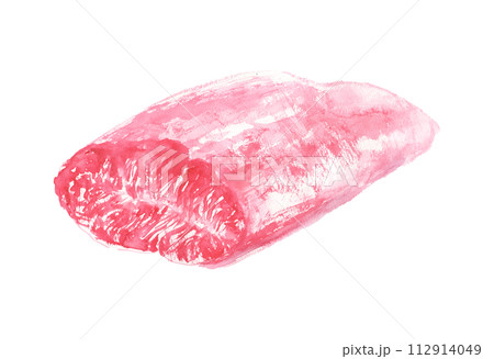 水彩で描いた牛肉　ミスジのイラスト 112914049