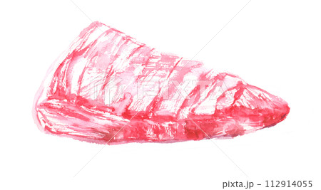 水彩で描いた牛肉　三角バラのイラスト 112914055