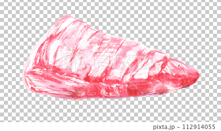 水彩で描いた牛肉　三角バラのイラスト 112914055