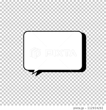 Simple monochrome rectangular speech bubble_With main line_With shadow_Single item facing left 112914281