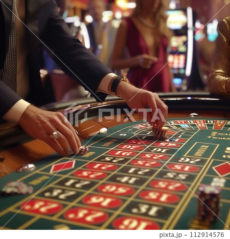 Roulette in a casino, close-up 112914576