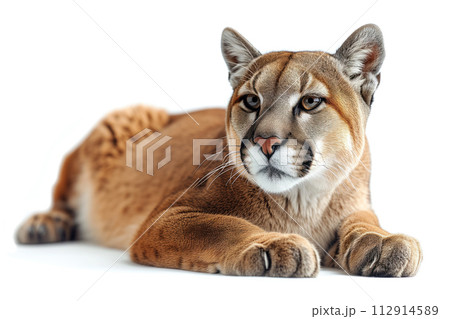 wild cat puma on a white background 112914589