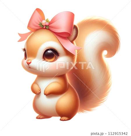リボンをしたリスのイラスト素材 [112915342] - PIXTA