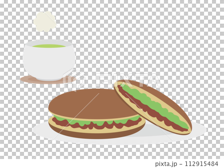 抹茶銅鑼燒和茶的插圖 112915484