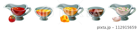 Dip sauce in glass bowl with ingredients. 112915659