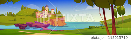 City with multistorey buildings on cliff sea shore 112915719