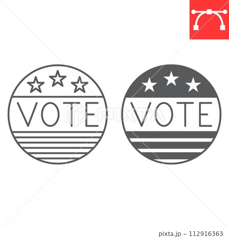 Vote badge line and glyph icon 112916363