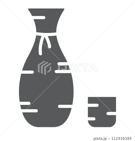Sake glyph icon, asian and drink, japanese alcohol sign, vector graphics, a solid pattern on a white background. Sake glyph icon, asian and drink, japanese alcohol sign, vector graphics, a solid pattern on a white background. 112916384