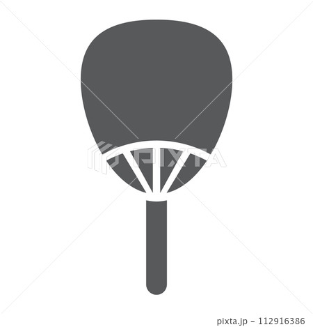Uchiwa glyph icon, asian and accessories, japanese fan sign, vector graphics, a solid pattern on a white background. 112916386
