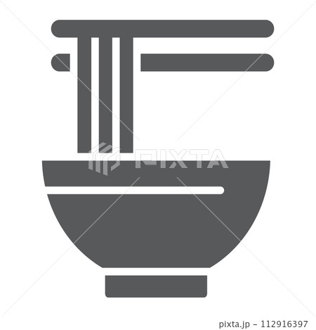 Ramen glyph icon, asian and food, noodle sign, vector graphics, a solid pattern on a white background. Ramen glyph icon, asian and food, noodle sign, vector graphics, a solid pattern on a white background. 112916397
