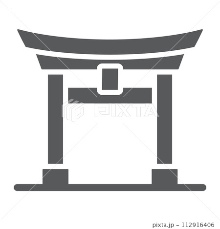 Torii gate glyph icon, japan and architecture, japan gate sign, vector graphics, a solid pattern on a white background. 112916406