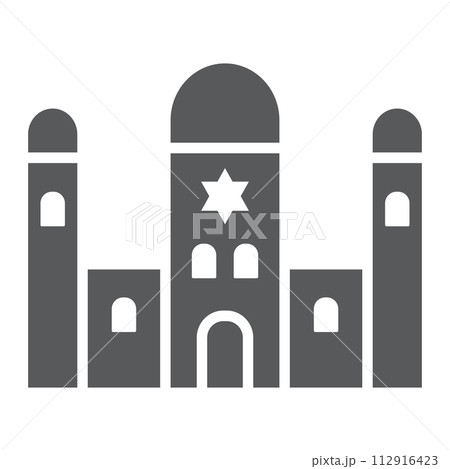 Synagogue glyph icon, religion and architecture, jewish church sign, vector graphics, a solid pattern on a white background. 112916423