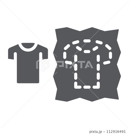 Sewing pattern glyph icon, dressmaking and sew, clothing pattern sign, vector graphics, a solid pattern on a white background. 112916491