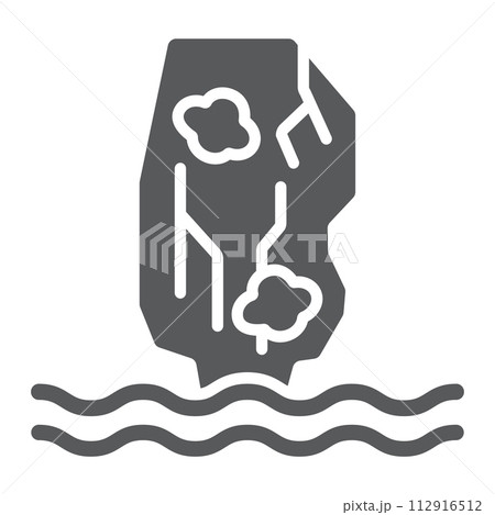 Khao phing kan glyph icon, nature and landscape, mountain on the sea sign, vector graphics, a solid pattern on a white background. 112916512