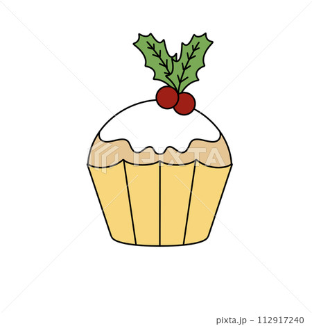 A cupcake with a white frosting and a red cherry on top A cupcake with a white frosting and a red cherry on top 112917240