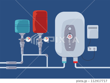 Efficient water heating system, vector illustration. 112917717