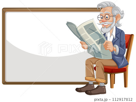 Elderly Man Reading Newspaper Peacefully 112917812