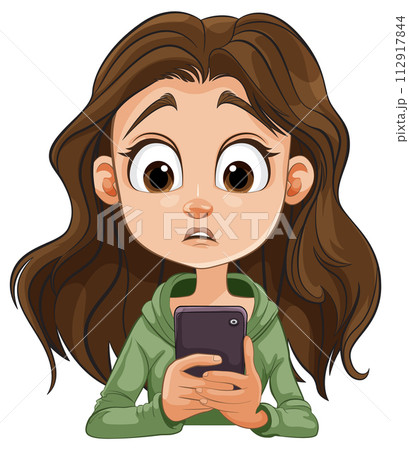 Surprised Young Girl Holding Smartphone 112917844