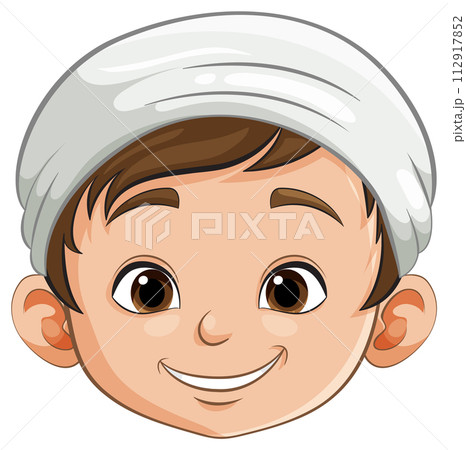 Cheerful Boy in White Hat Illustration 112917852